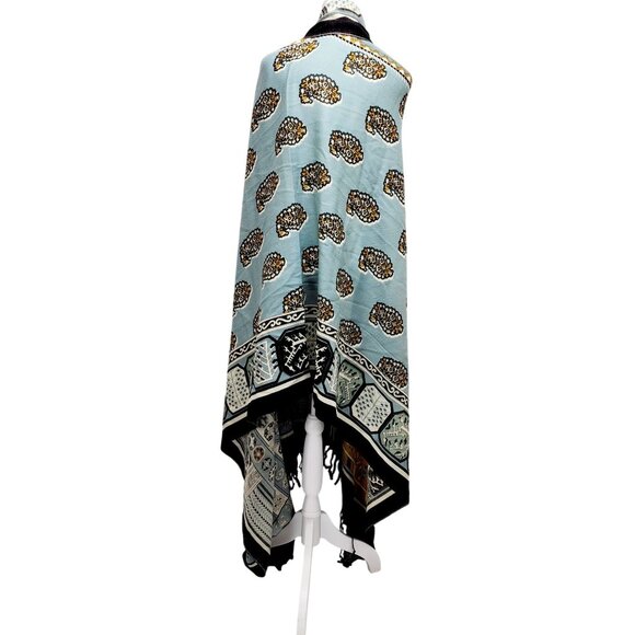 Dana Xu Wool Pashmina Shawl/Wrap With Tassel Fringe Multicolor Geometric Floral - Picture 6 of 8